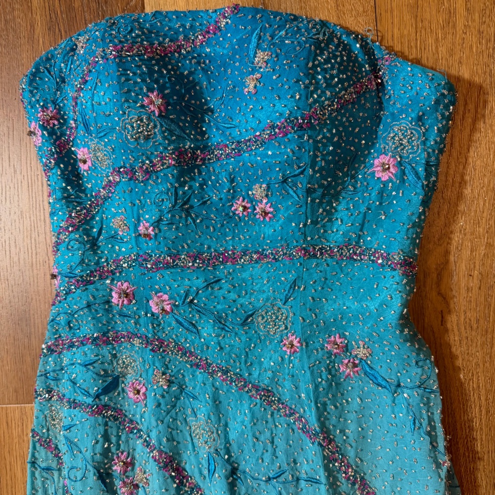 Vintage Y2K 100% Silk Beaded Dress Vintage Beaded Dress Silk Dairy Ombré Rainbow - Picture 13 of 17